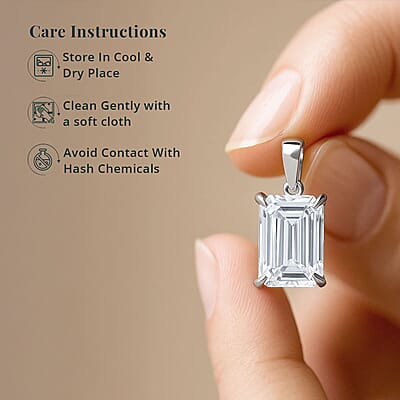Luxuriant Lab Grown Diamond F VS2 10.00 ctw Pendant without Chain in Rhodium Over Sterling Silver