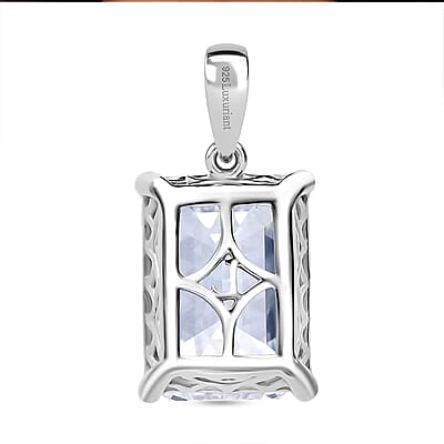 Luxuriant Lab Grown Diamond F VS2 10.00 ctw Pendant without Chain in Rhodium Over Sterling Silver