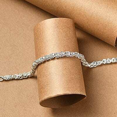 D'Joy Byzantine Chain Bracelet in Sterling Silver (6.50-7.25In) 7.30 Grams