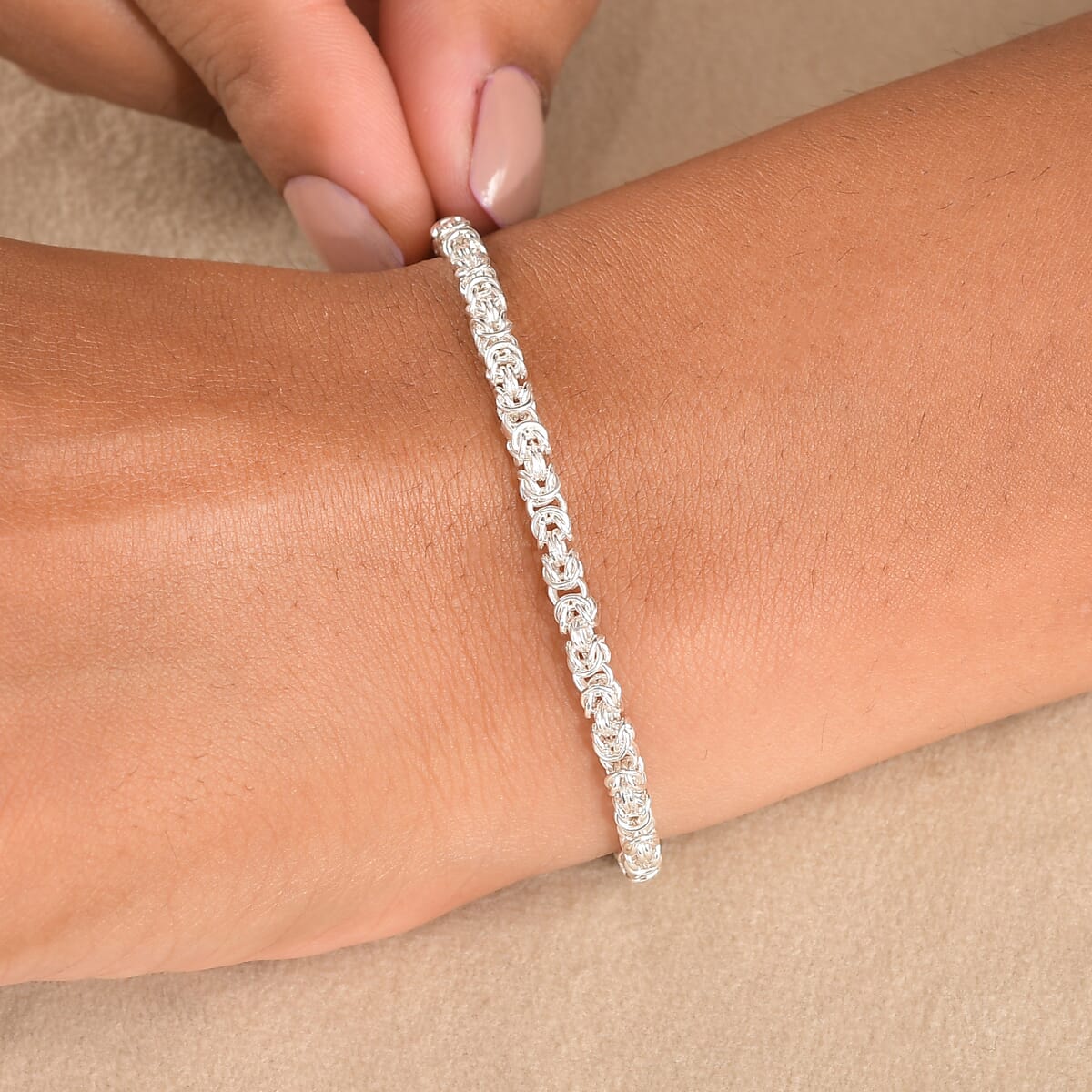 Byzantine Chain Bracelet in Sterling Silver (7.25 In) 7.30 Grams image number 2