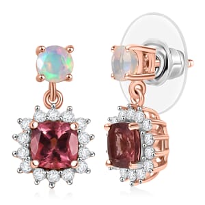 D'Joy Champagne Apatite and Multi Gemstone 2.00 ctw Earrings in 18K Vermeil Rose Gold Over Sterling Silver