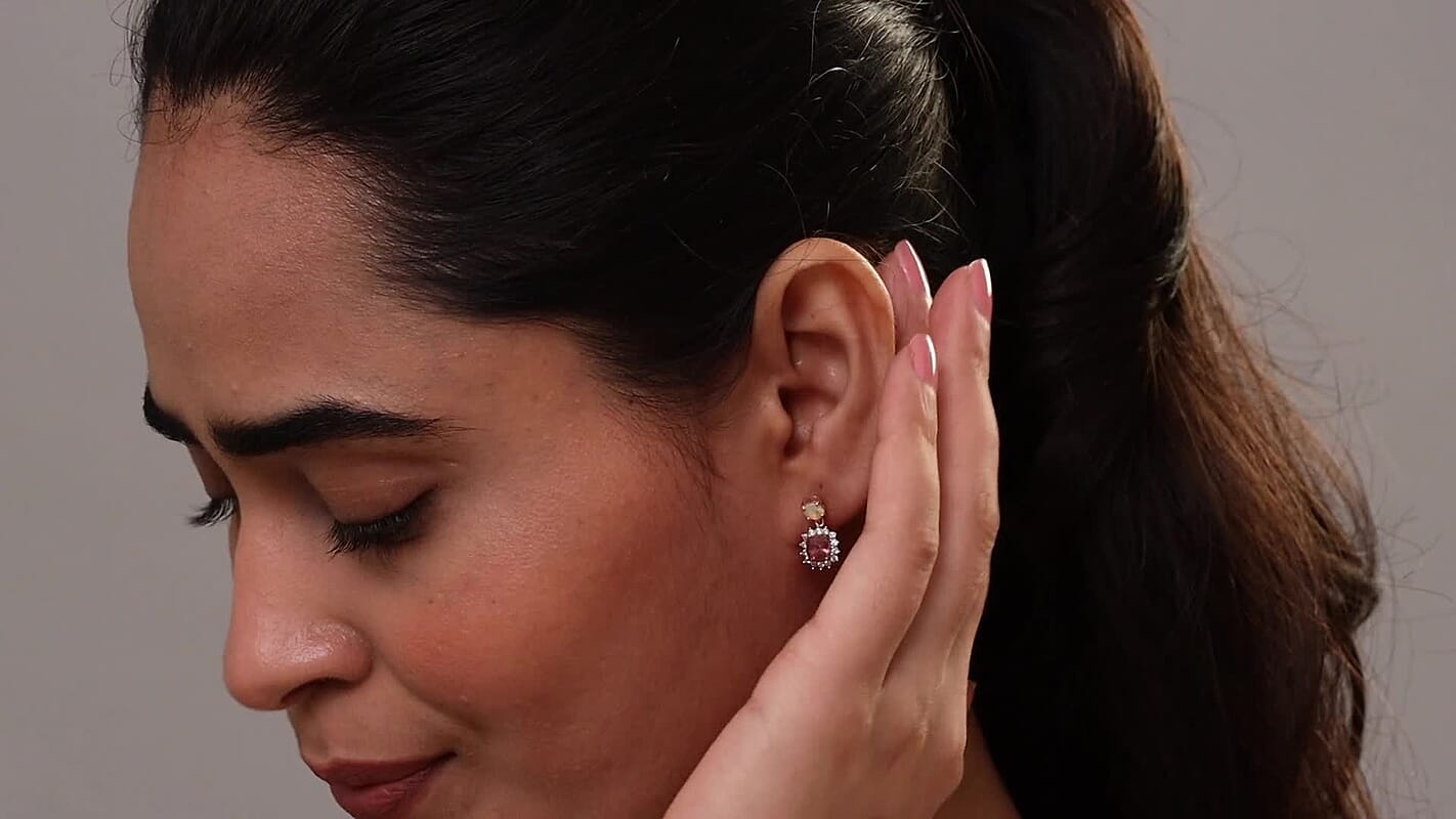 D'Joy Red Apatite and Multi Gemstone 2.00 ctw Crownlight Spark Earrings in 18K Vermeil Rose Gold Over Sterling Silver