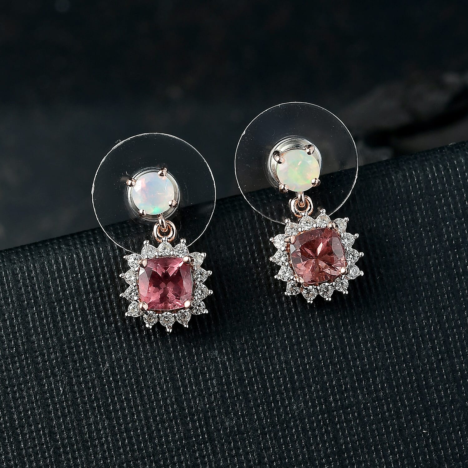 D'Joy Red Apatite and Multi Gemstone 2.00 ctw Crownlight Spark Earrings in 18K Vermeil Rose Gold Over Sterling Silver