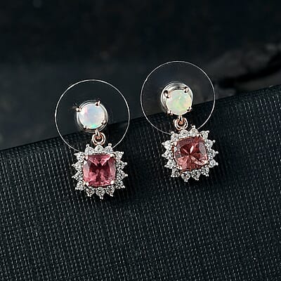 D'Joy Red Apatite and Multi Gemstone 2.00 ctw Crownlight Spark Earrings in 18K Vermeil Rose Gold Over Sterling Silver