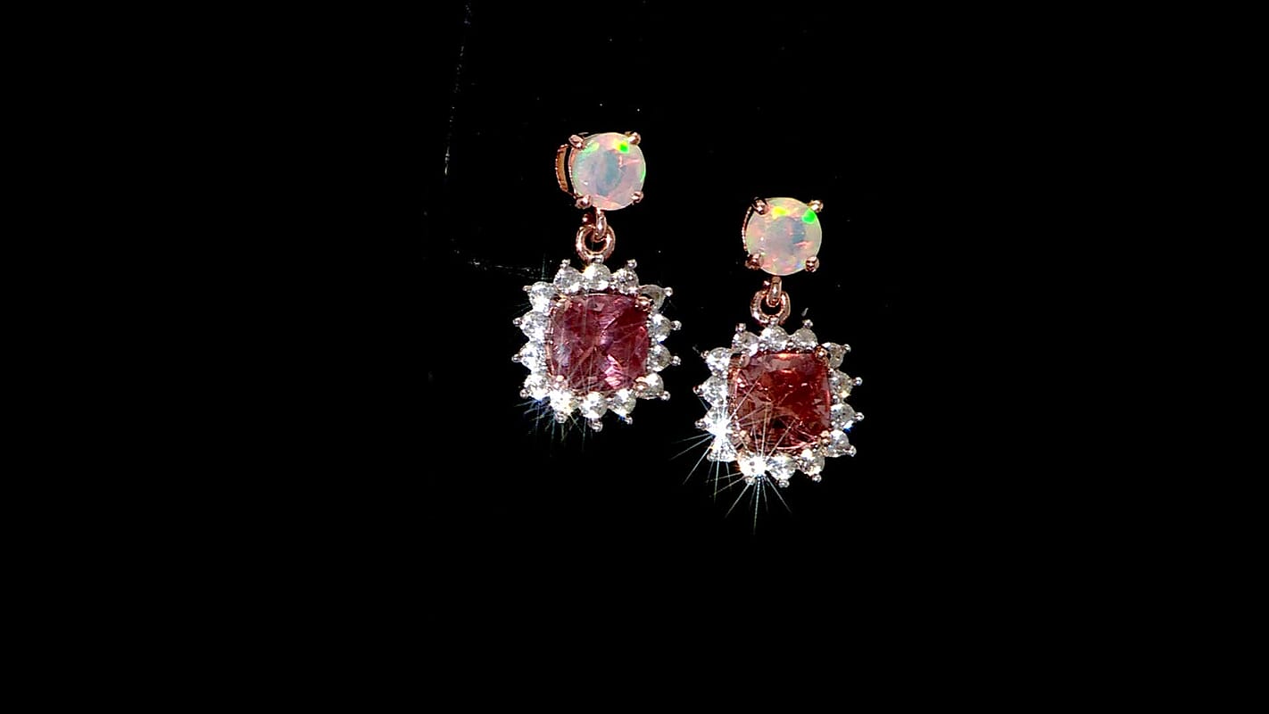 D'Joy Red Apatite and Multi Gemstone 2.00 ctw Crownlight Spark Earrings in 18K Vermeil Rose Gold Over Sterling Silver