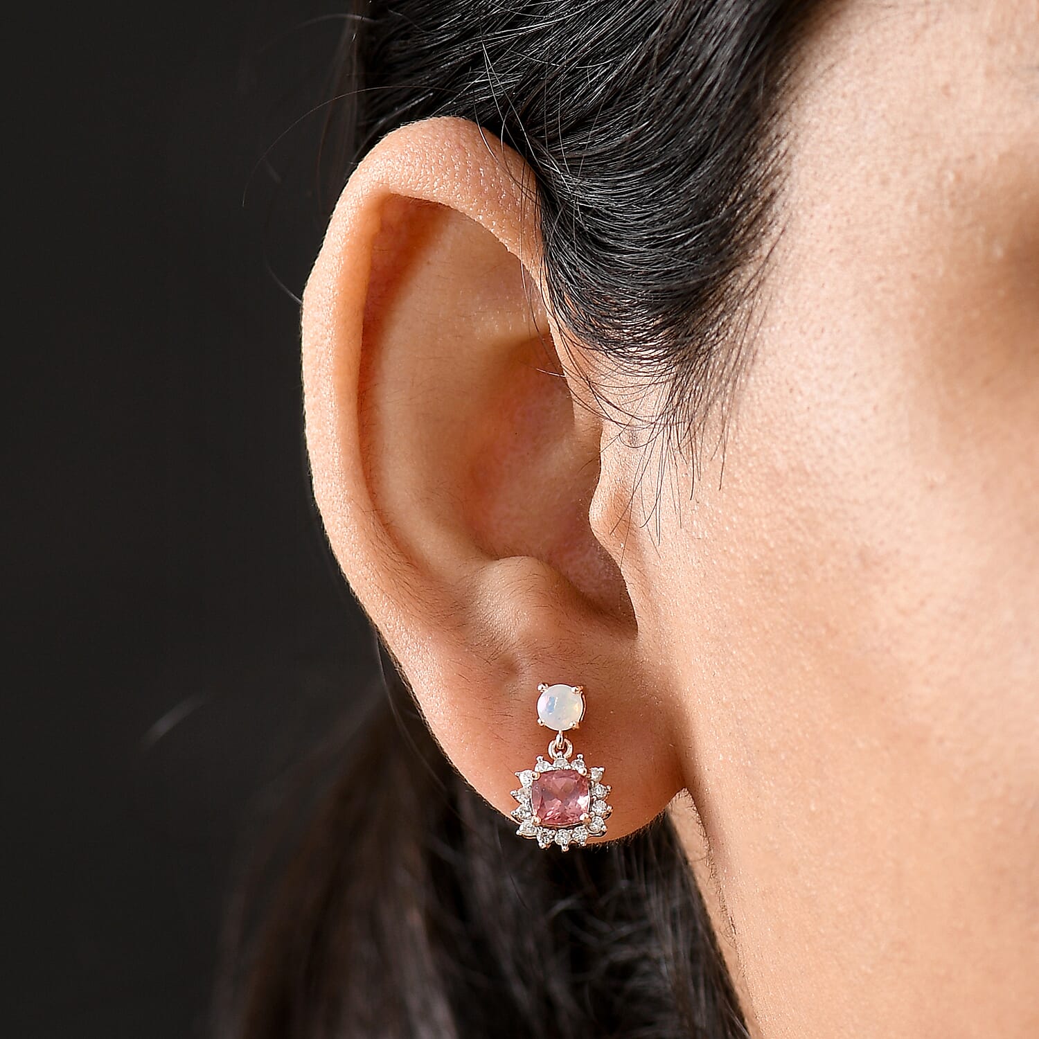 D'Joy Red Apatite and Multi Gemstone 2.00 ctw Crownlight Spark Earrings in 18K Vermeil Rose Gold Over Sterling Silver