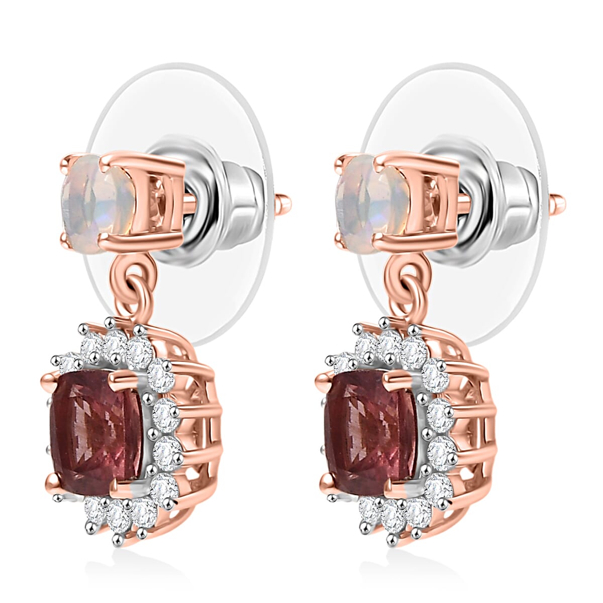 D'Joy Champagne Apatite and Multi Gemstone 2.00 ctw Earrings in 18K Vermeil Rose Gold Over Sterling Silver image number 3