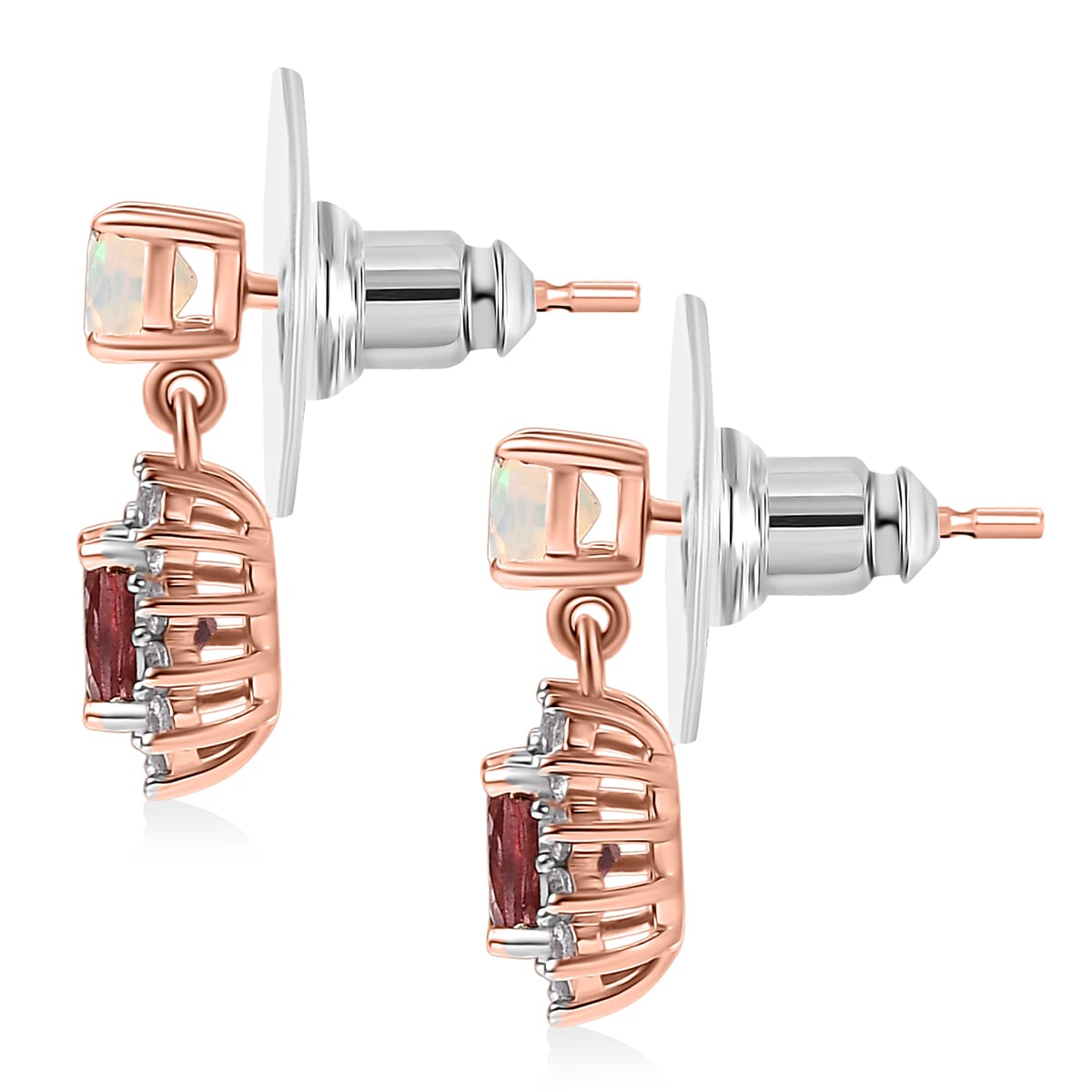 D'Joy Champagne Apatite and Multi Gemstone 2.00 ctw Earrings in 18K Vermeil Rose Gold Over Sterling Silver image number 4