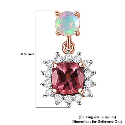 D'Joy Red Apatite and Multi Gemstone 2.00 ctw Crownlight Spark Earrings in 18K Vermeil Rose Gold Over Sterling Silver