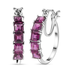 D’Joy Radiant Ember Garnet 4.25 ctw Art Deco Earrings in Rhodium Over Sterling Silver 
