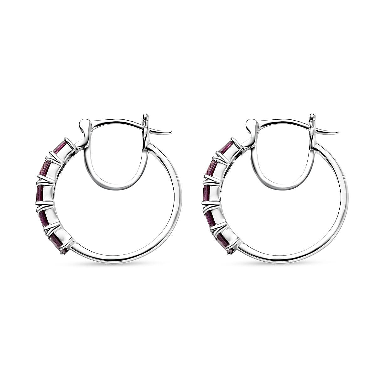 D'Joy Radiant Ember Garnet 4.25 ctw Art Deco Earrings in Rhodium Over Sterling Silver 
