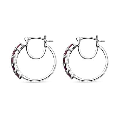D'Joy Radiant Ember Garnet 4.25 ctw Art Deco Earrings in Rhodium Over Sterling Silver 