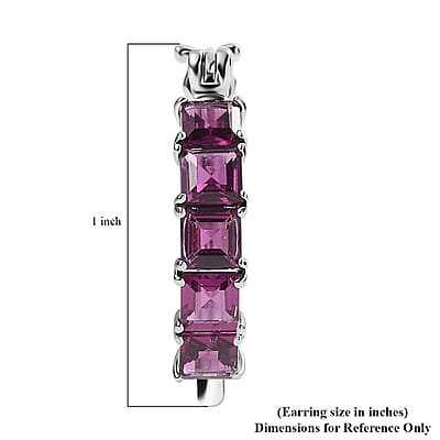 D'Joy Radiant Ember Garnet 4.25 ctw Art Deco Earrings in Rhodium Over Sterling Silver 