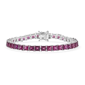 D’Joy AAA Radiant Ember Garnet 15.00 ctw Art Deco Bracelet in Rhodium Over Sterling Silver (6.50 In)