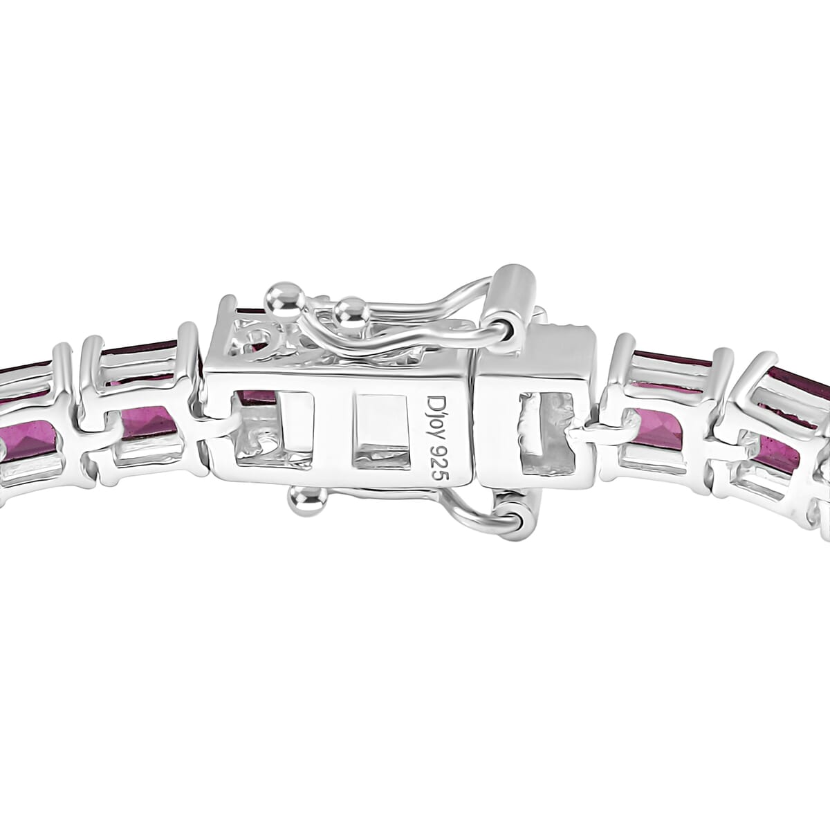 D’Joy AAA Radiant Ember Garnet 15.00 ctw Art Deco Bracelet in Rhodium Over Sterling Silver (6.50 In) image number 3
