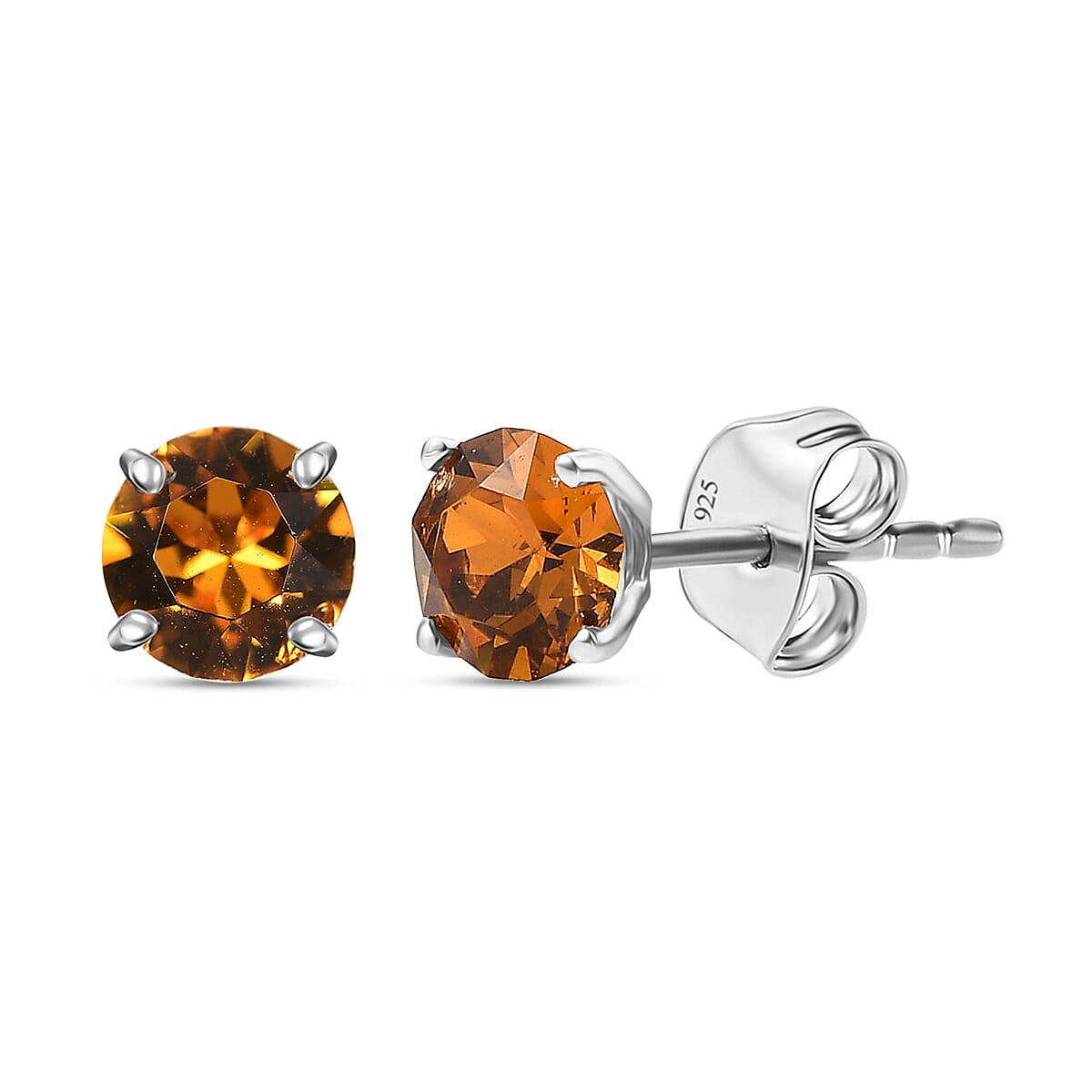 J Francis Topaz Crystal by Swarovski 1.20 ctw Solitaire Earrings in Platinum Over Sterling Silver