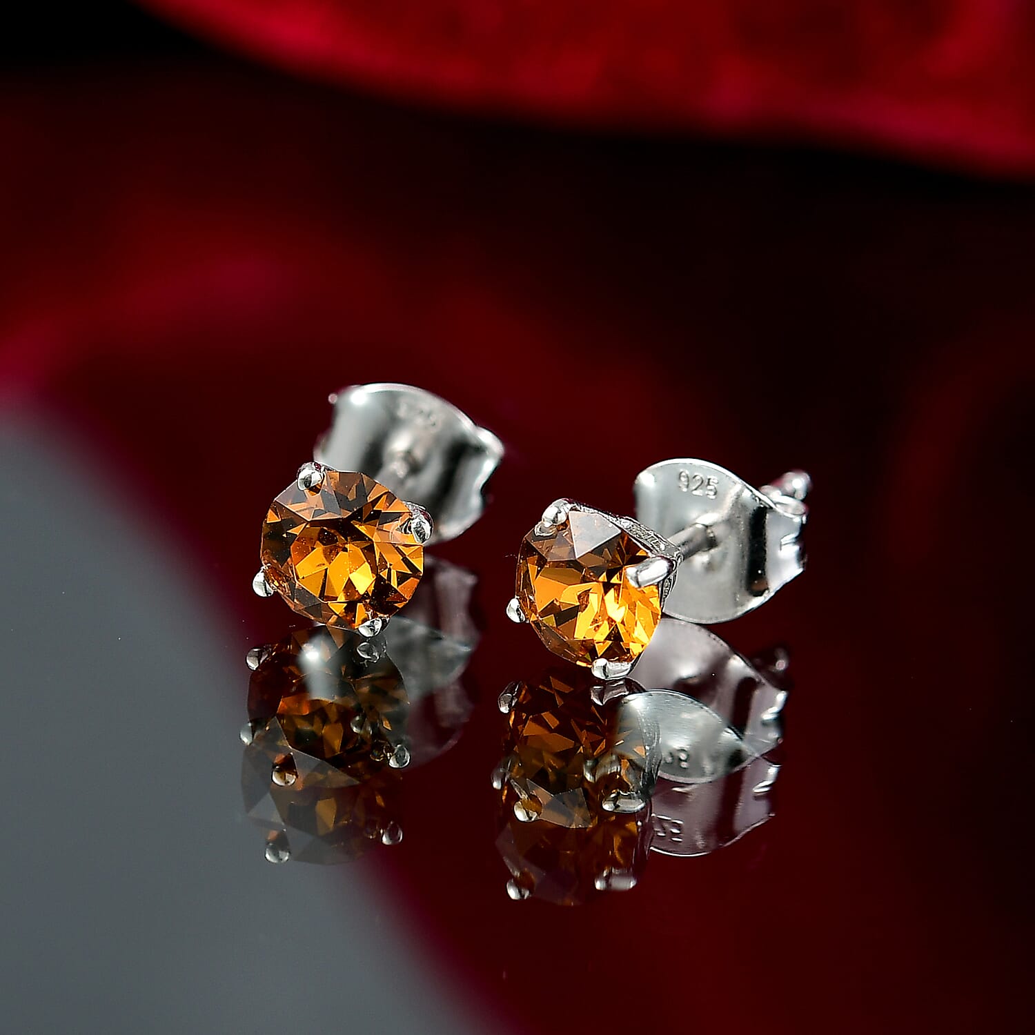 J Francis Topaz Crystal by Swarovski 1.20 ctw Solitaire Earrings in Platinum Over Sterling Silver