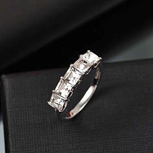 J Francis White Swarovski Crystal Ring in Platinum Bond (Size 10)