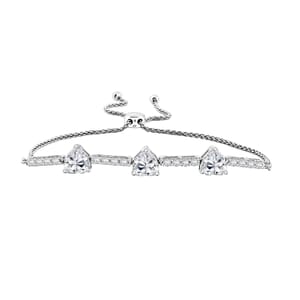 White Sapphire 3.85 ctw Bracelet in Sterling Silver (7.5-9.5In) 