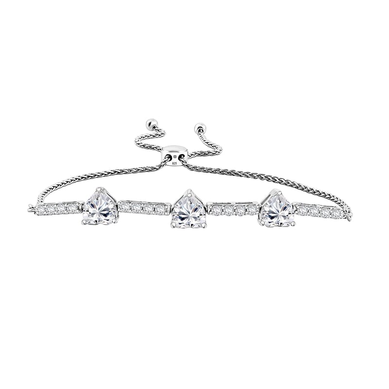 White Sapphire 3.85 ctw Bracelet in Sterling Silver (7.5-9.5In)