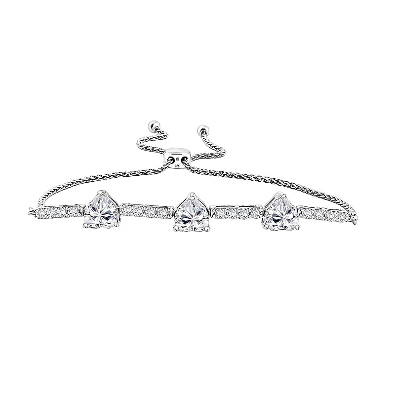 White Sapphire 3.85 ctw Bracelet in Sterling Silver (7.5-9.5In)
