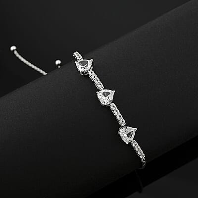 White Sapphire 3.85 ctw Bracelet in Sterling Silver (7.5-9.5In)