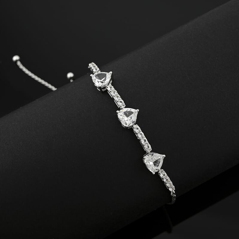 White Sapphire 3.85 ctw Bracelet in Sterling Silver (7.5-9.5In)