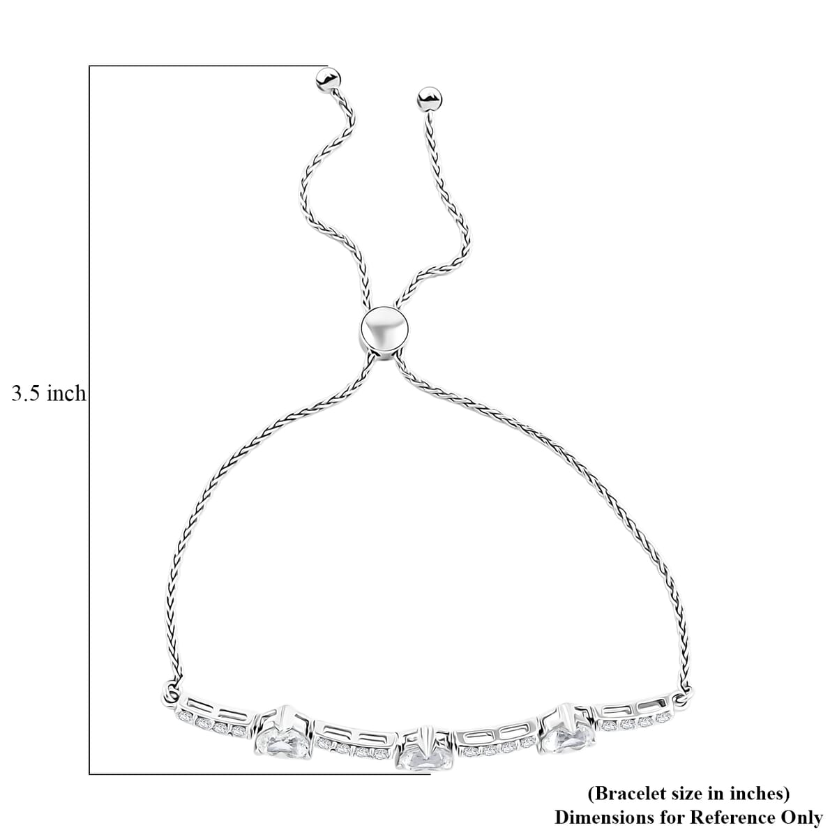 White Sapphire 3.85 ctw Bracelet in Sterling Silver (7.5-9.5In)  image number 3