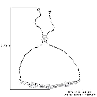 White Sapphire 3.85 ctw Bracelet in Sterling Silver (7.5-9.5In)