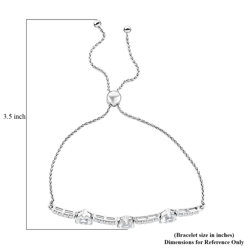 White Sapphire 3.85 ctw Bracelet in Sterling Silver (7.5-9.5In)