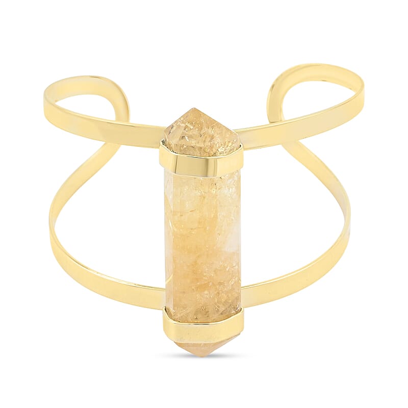 Double Terminated Citrine 50.00 ctw Adjustable Bracelet in Goldtone