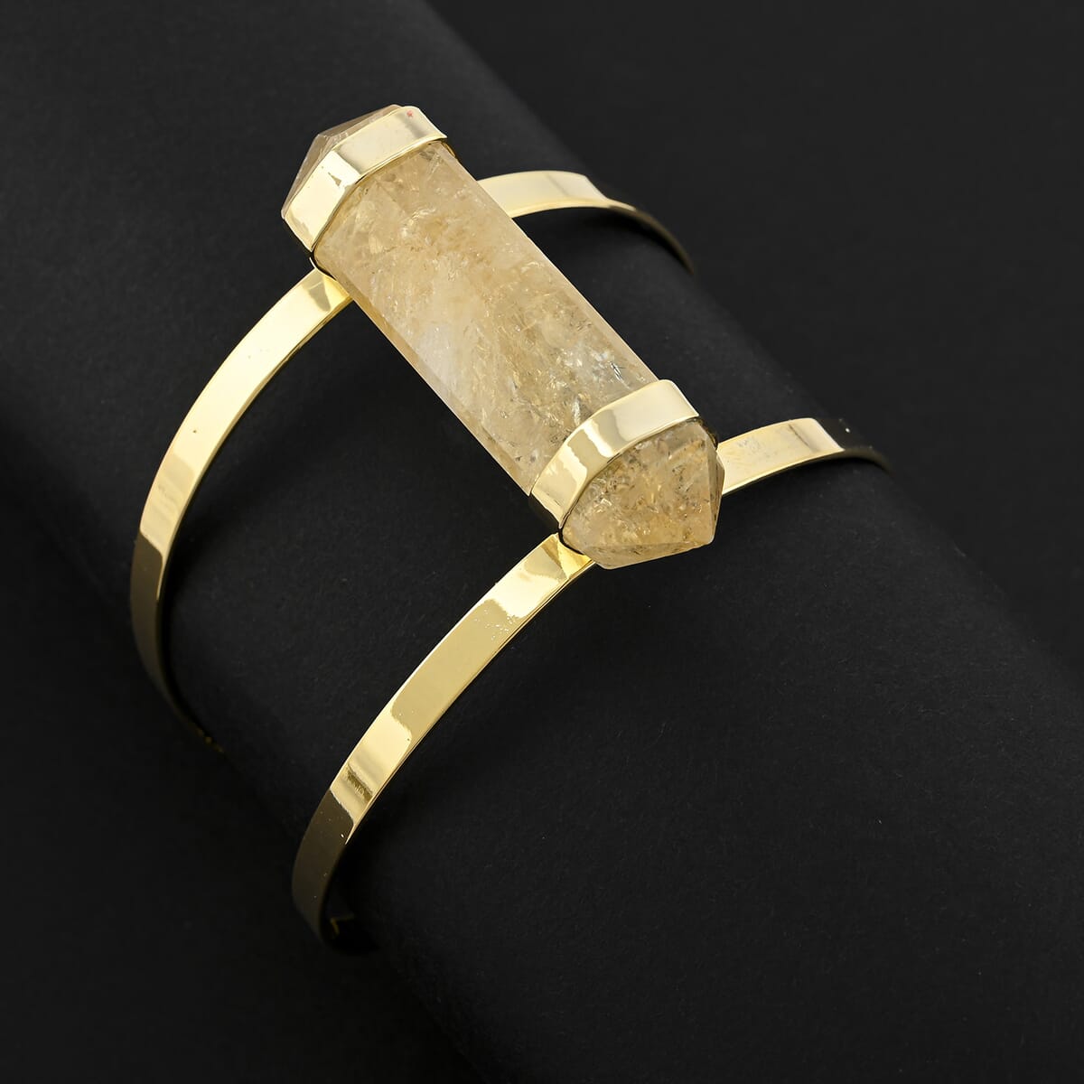 Double Terminated Citrine 50.00 ctw Adjustable Bracelet in Goldtone image number 1