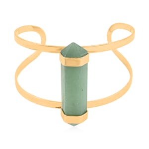 Double Terminated Green Quartz 47.00 ctw Adjustable Bracelet in Goldtone