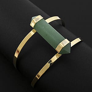Double Terminated Green Quartz 47.00 ctw Adjustable Bracelet in Goldtone