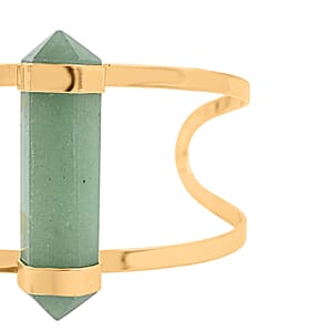 Double Terminated Green Quartz 47.00 ctw Adjustable Bracelet in Goldtone
