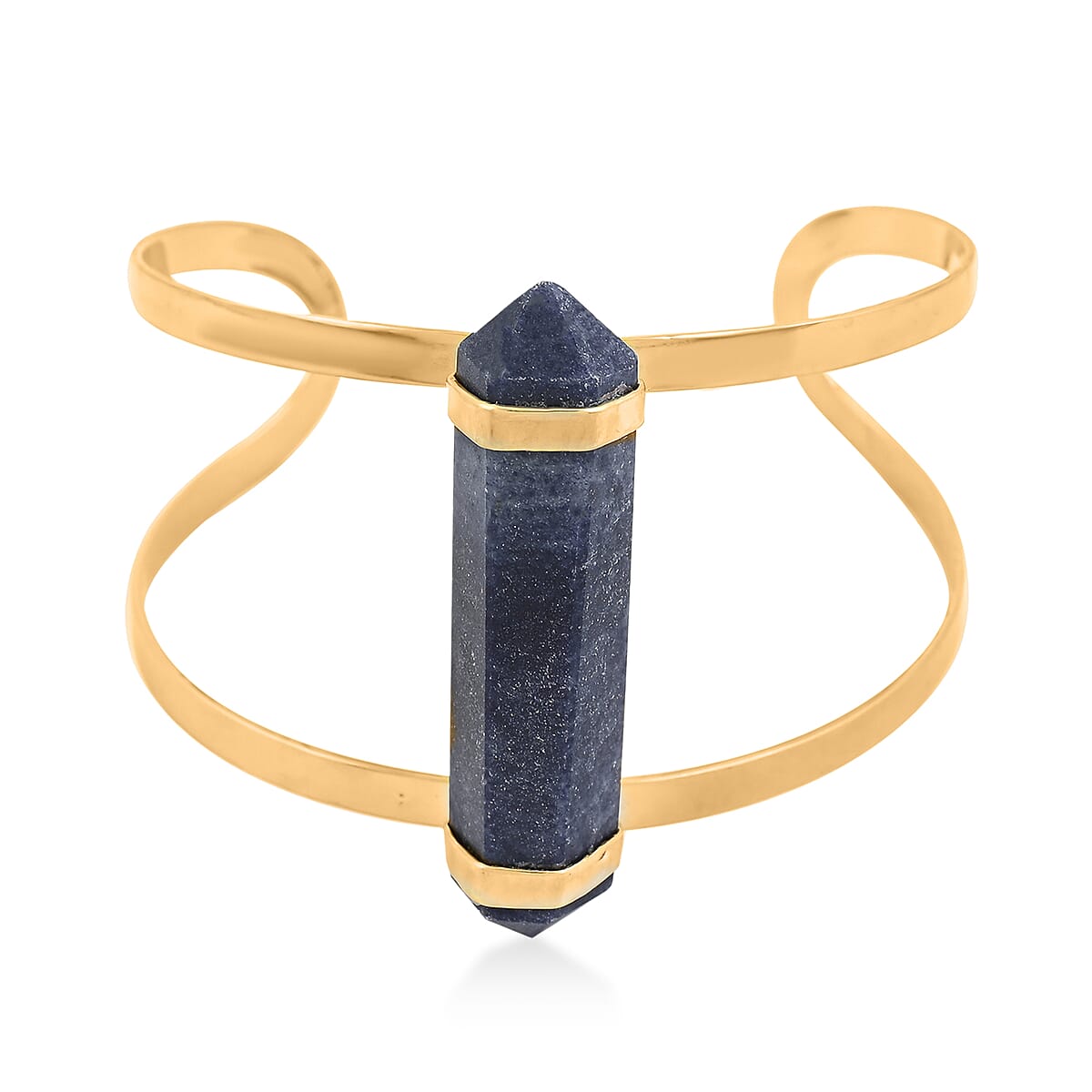 Double Terminated Blue Agate 50.00 ctw Adjustable Bracelet in Goldtone image number 0