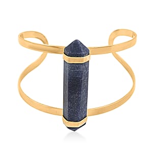 Double Terminated Blue Agate 50.00 ctw Adjustable Bracelet in Goldtone