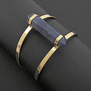 Double Terminated Blue Agate 50.00 ctw Adjustable Bracelet in Goldtone