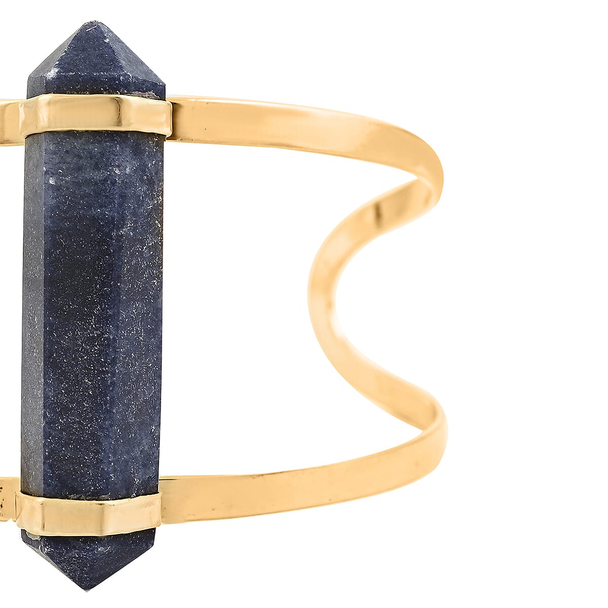 Double Terminated Blue Agate 50.00 ctw Adjustable Bracelet in Goldtone image number 3