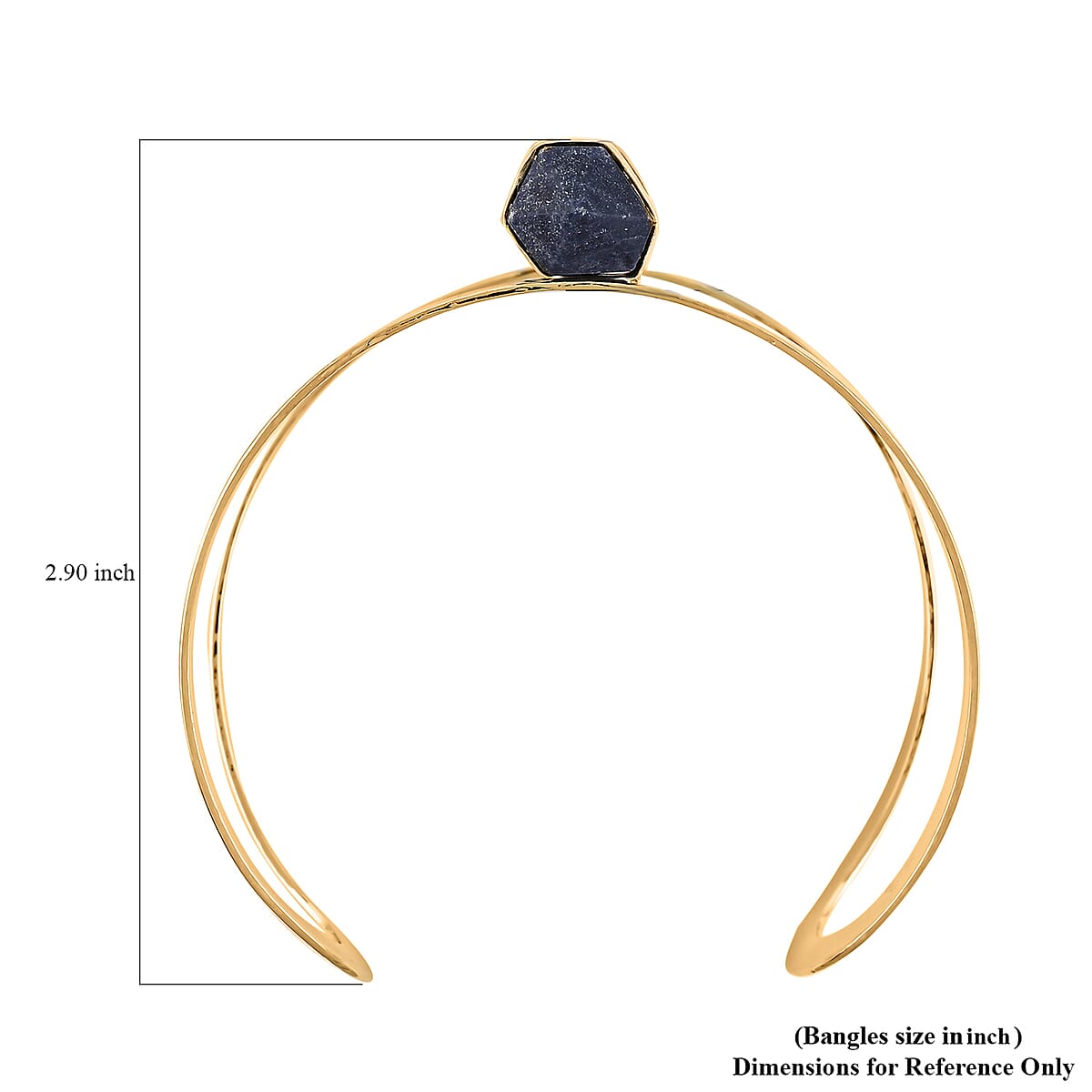 Double Terminated Blue Agate 50.00 ctw Adjustable Bracelet in Goldtone image number 4