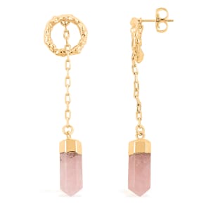 Galilea Rose Quartz 20.00 ctw Earrings in Goldtone