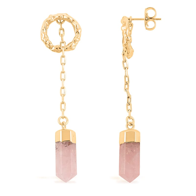 Galilea Rose Quartz 20.00 ctw Earrings in Goldtone