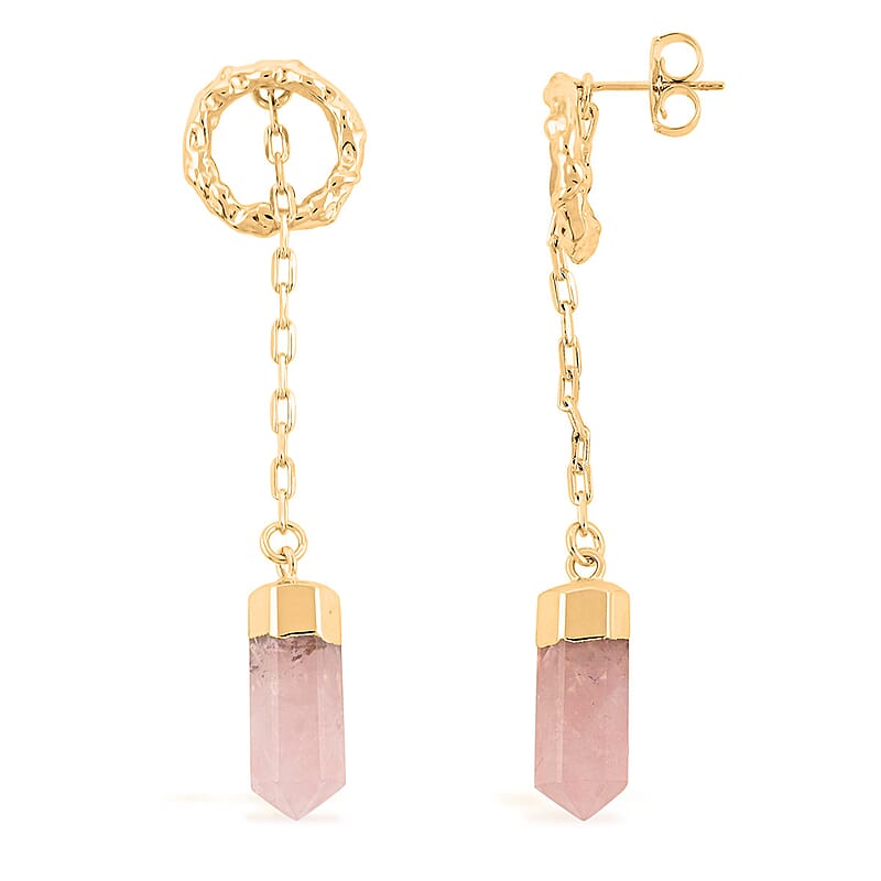 Galilea Rose Quartz 20.00 ctw Earrings in Goldtone