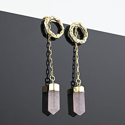 Galilea Rose Quartz 20.00 ctw Earrings in Goldtone