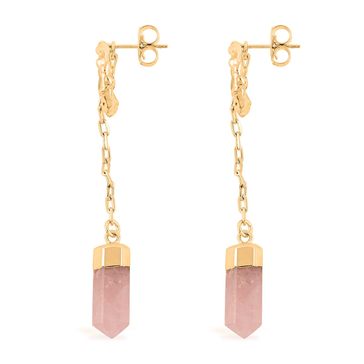 Galilea Rose Quartz 20.00 ctw Earrings in Goldtone image number 3