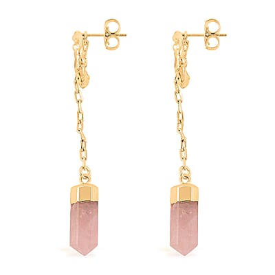 Galilea Rose Quartz 20.00 ctw Earrings in Goldtone