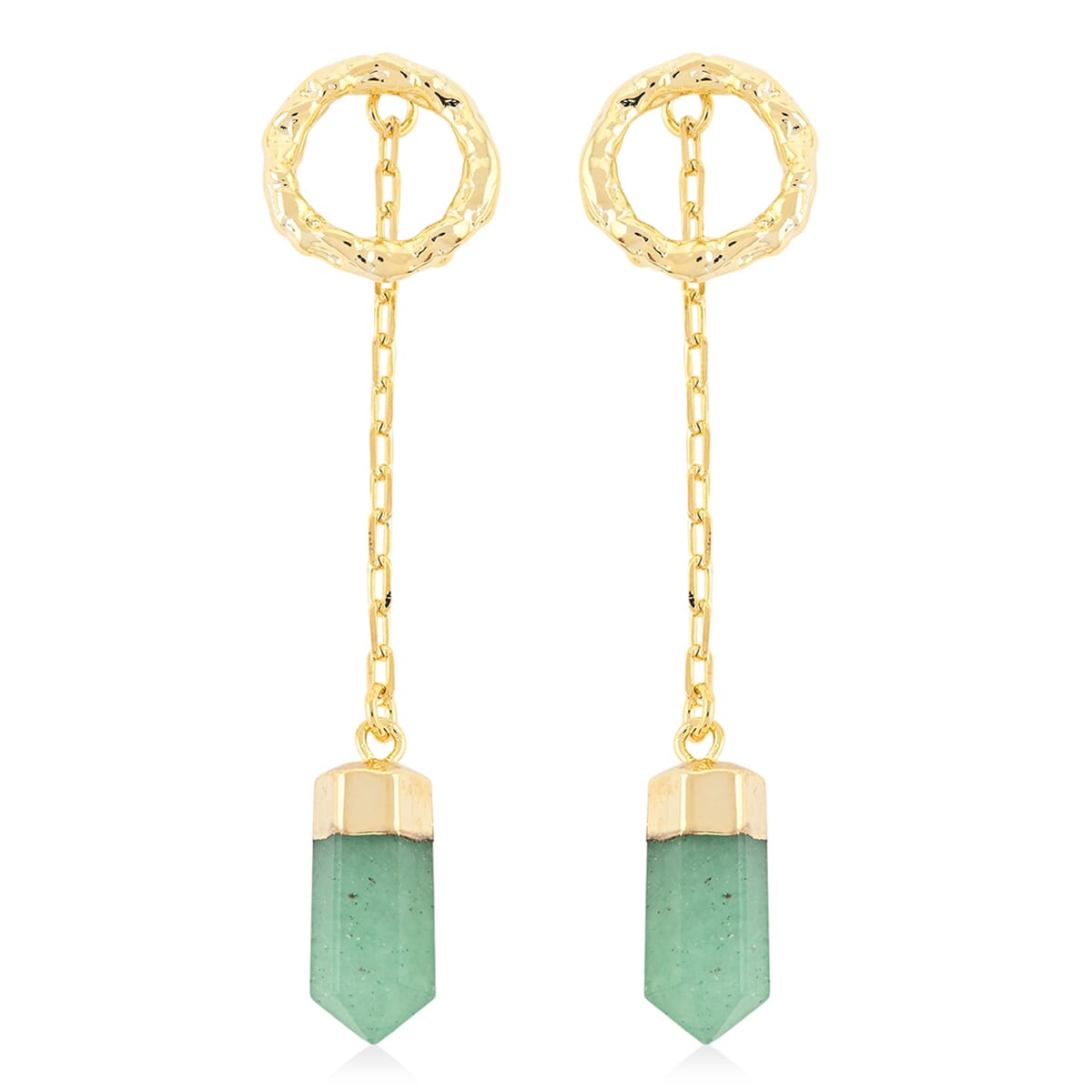 Green Quartz 20.00 ctw Earrings in Goldtone image number 0