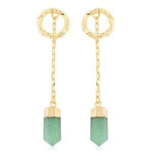 Green Quartz 20.00 ctw Earrings in Goldtone