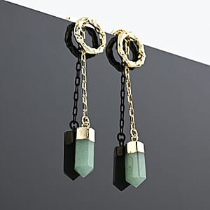 Green Quartz 20.00 ctw Earrings in Goldtone