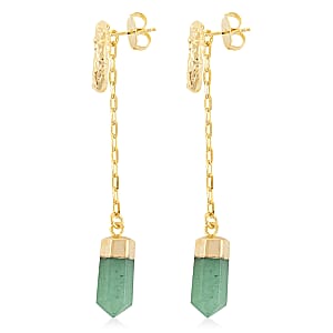 Green Quartz 20.00 ctw Earrings in Goldtone